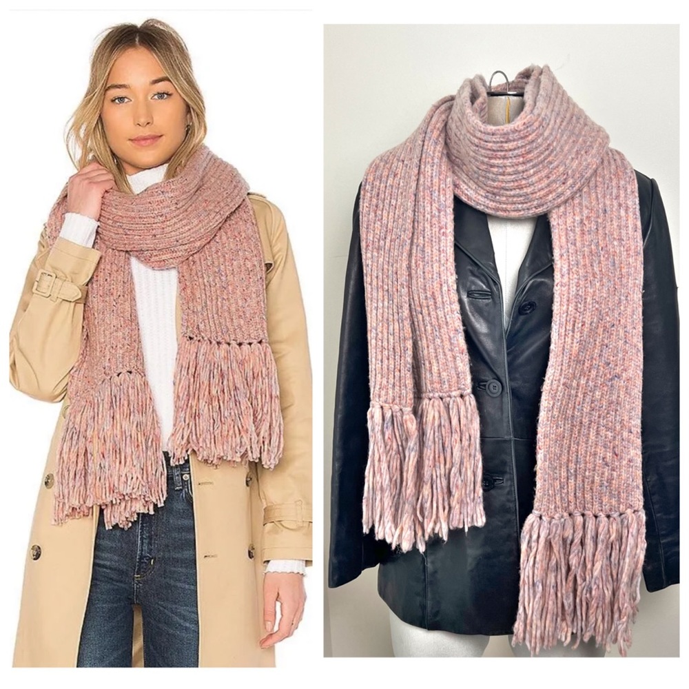 New Rag & Bone Devin Wool Scarf In Pink Multi Colored knitted Confetti - Picture 1 of 8